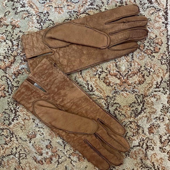 Vtg 70 80s LEATHER Driving Gloves Size Small Medium Classic Brown Pull-On Glove - Picture 4 of 12